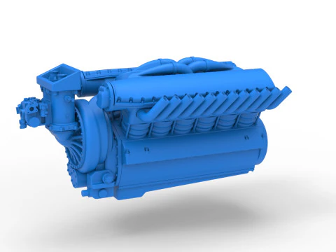 Motor V12 de Vintage Dragster Versi&oacute;n 2 Escala 1 a 25 Modelo de impresión 3D