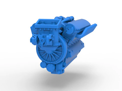 Engine V12 of Vintage Dragster Version 2 Scale 1 to 25 3D Print Model