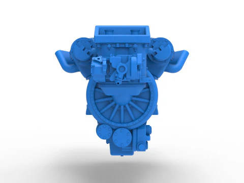 Engine V12 of Vintage Dragster Version 2 Scale 1 to 25 3D Print Model