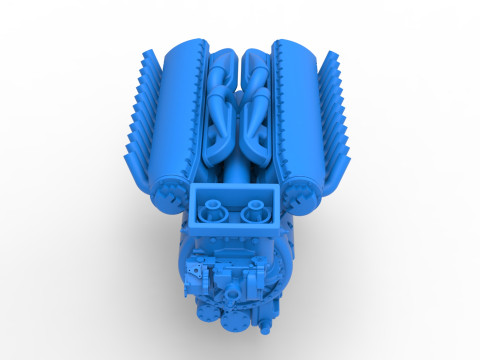 Vintage Dragster Versiyon 2 Motor V12 &Ouml;l&ccedil;eği 1 ila 25 3D Baskı Modeli