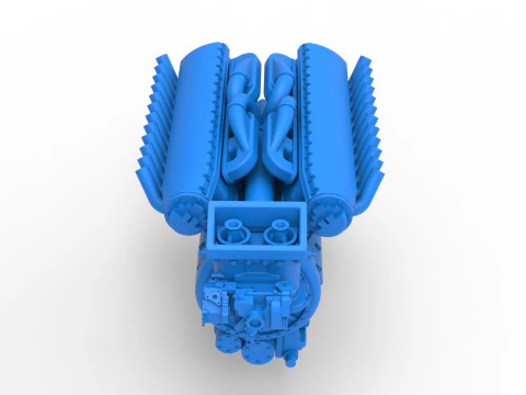 Engine V12 of Vintage Dragster Version 2 Scale 1 to 25 3D Print Model