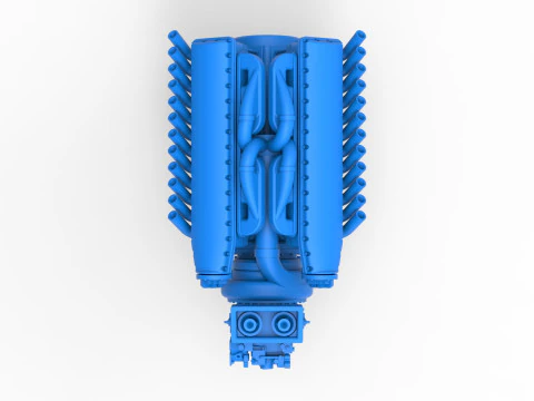 Engine V12 of Vintage Dragster Version 2 Scale 1 to 25 3D Print Model