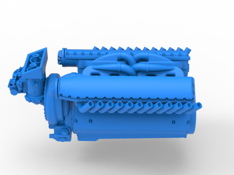 Vintage Dragster Versiyon 2 Motor V12 &Ouml;l&ccedil;eği 1 ila 25 3D Baskı Modeli