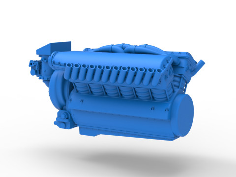 Vintage Dragster Versiyon 2 Motor V12 &Ouml;l&ccedil;eği 1 ila 25 3D Baskı Modeli