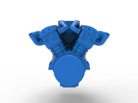 Engine V12 of Vintage Dragster Version 2 Scale 1 to 25 3D Print Model