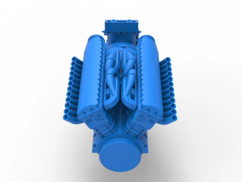 Engine V12 of Vintage Dragster Version 2 Scale 1 to 25 3D Print Model
