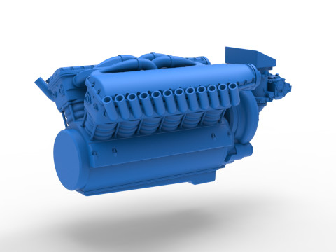 Vintage Dragster Versiyon 2 Motor V12 &Ouml;l&ccedil;eği 1 ila 25 3D Baskı Modeli