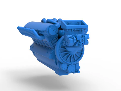 Engine V12 of Vintage Dragster Version 2 Scale 1 to 25 3D Print Model