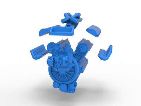 Vintage Dragster Versiyon 2 Motor V12 &Ouml;l&ccedil;eği 1 ila 25 3D Baskı Modeli