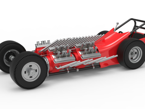 빈티지 AWD 드래그스터 버전 2 스케일 1~25 3D 프린트 모델
