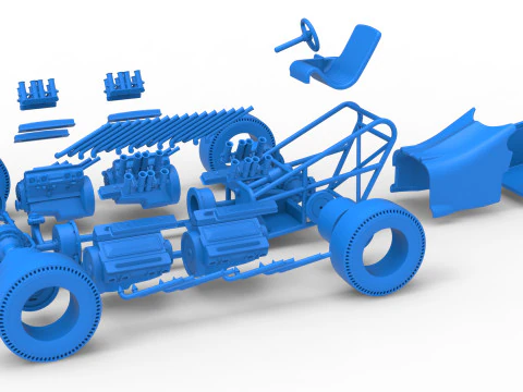 विंटेज एडब्ल्यूडी ड्रैगस्टर संस्करण 2 स्केल 1 से 25 3D प्रिंट मॉडल