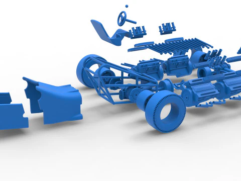 विंटेज एडब्ल्यूडी ड्रैगस्टर संस्करण 2 स्केल 1 से 25 3D प्रिंट मॉडल