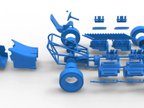 विंटेज एडब्ल्यूडी ड्रैगस्टर संस्करण 2 स्केल 1 से 25 3D प्रिंट मॉडल