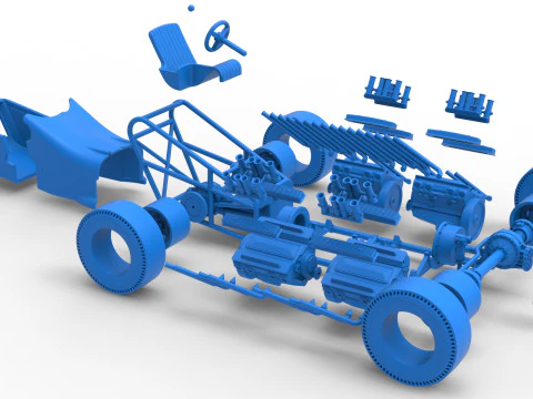 विंटेज एडब्ल्यूडी ड्रैगस्टर संस्करण 2 स्केल 1 से 25 3D प्रिंट मॉडल