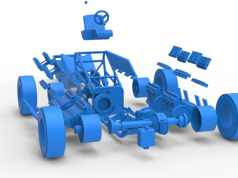 विंटेज एडब्ल्यूडी ड्रैगस्टर संस्करण 2 स्केल 1 से 25 3D प्रिंट मॉडल