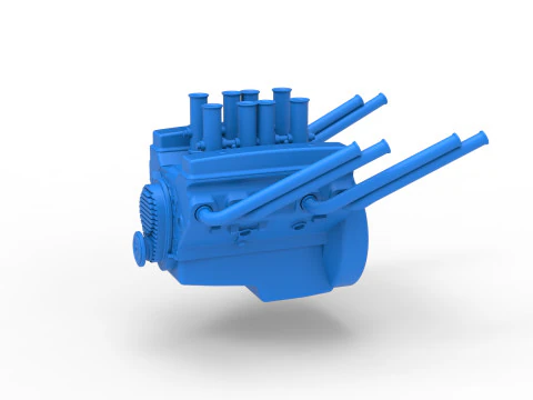 Motor V8 para dragster vintage Versi&oacute;n 10 Escala 1 a 25 Modelo de impresión 3D