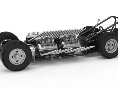 Vintage AWD Dragster Base Versi&oacute;n 2 Escala 1 a 25 Modelo de impresión 3D