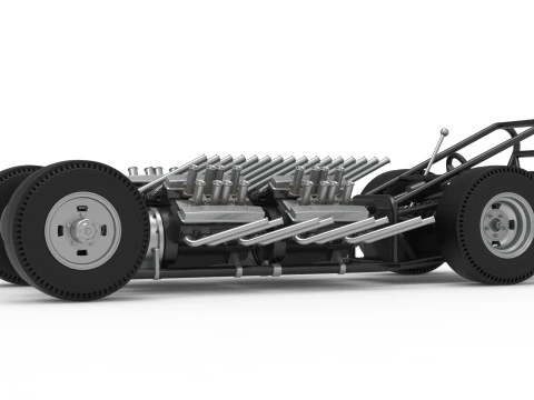 Vintage AWD Dragster Base Version 2 Scale 1 to 25 3D Print Model