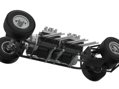 Vintage AWD Dragster Base Version 2 Scale 1 to 25 3D Print Model
