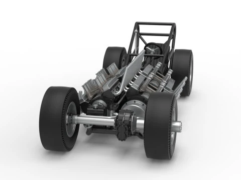 Vintage AWD Dragster Base Version 2 Scale 1 to 25 3D Print Model