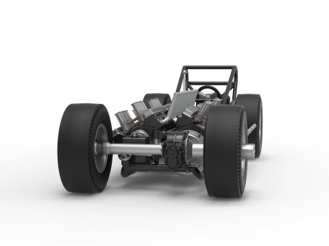 Vintage AWD Dragster Base Version 2 Scale 1 to 25 3D Print Model