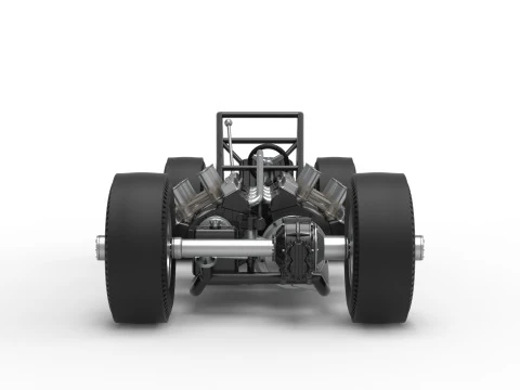 Vintage AWD Dragster Base Version 2 Scale 1 to 25 3D Print Model