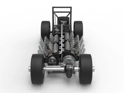 Vintage AWD Dragster Base Version 2 Scale 1 to 25 3D Print Model