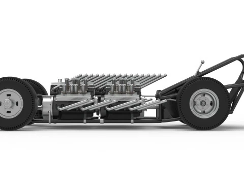 Vintage AWD Dragster Base Version 2 Scale 1 to 25 3D Print Model