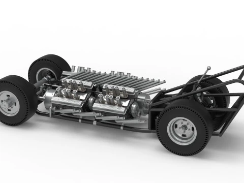 Vintage AWD Dragster Base Version 2 Scale 1 to 25 3D Print Model