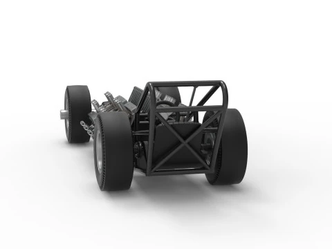 Vintage AWD Dragster Base Version 2 Scale 1 to 25 3D Print Model