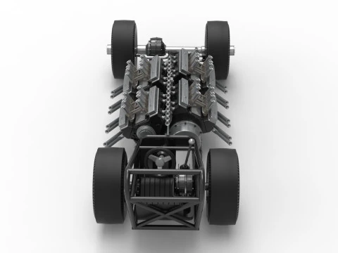Vintage AWD Dragster Base Version 2 Scale 1 to 25 3D Print Model