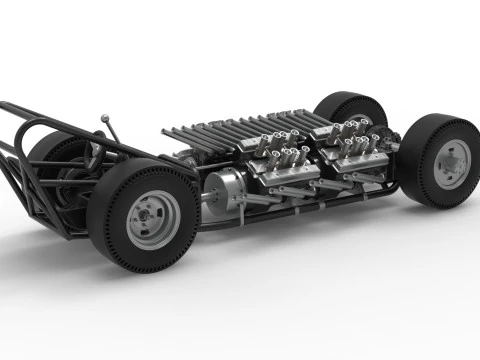 Vintage AWD Dragster Base Version 2 Scale 1 to 25 3D Print Model