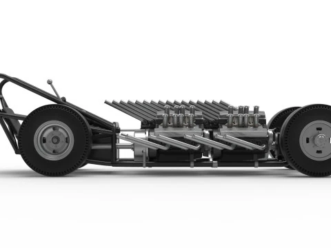 Vintage AWD Dragster Base Version 2 Scale 1 to 25 3D Print Model