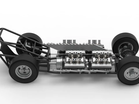 Vintage AWD Dragster Base Version 2 Scale 1 to 25 3D Print Model