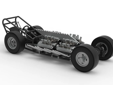 Vintage AWD Dragster Base Version 2 Scale 1 to 25 3D Print Model