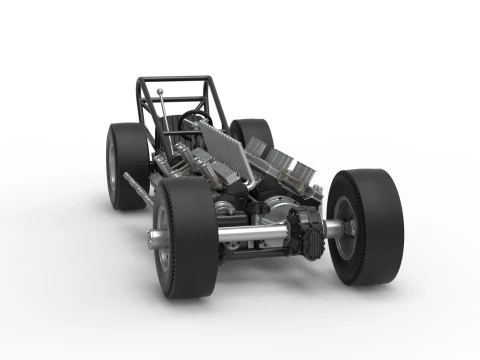 Vintage AWD Dragster Base Version 2 Scale 1 to 25 3D Print Model