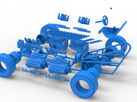 Vintage AWD Dragster Base Version 2 Scale 1 to 25 3D Print Model