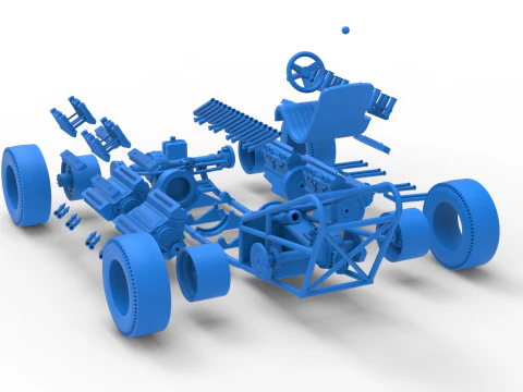 Vintage AWD Dragster Base Version 2 Scale 1 to 25 3D Print Model