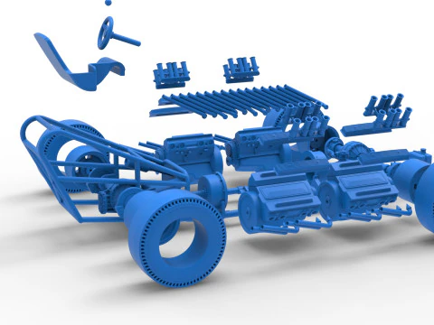 Vintage AWD Dragster Base Version 2 Scale 1 to 25 3D Print Model