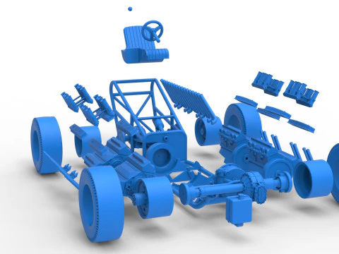 Vintage AWD Dragster Base Version 2 Scale 1 to 25 3D Print Model