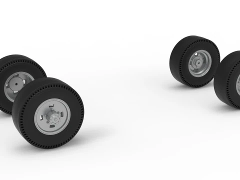 Juego de ruedas de dragster Vintage AWD Escala 1 a 25 Modelo de impresión 3D