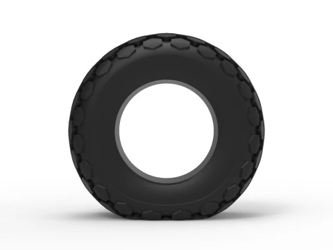 Offroad tire 28 deflated Scale 1 to 25 3D Print Model