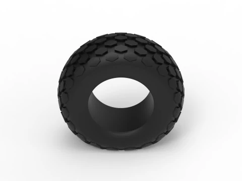 Offroad tire 28 deflated Scale 1 to 25 3D Print Model