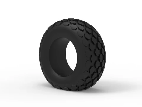 Offroad tire 28 deflated Scale 1 to 25 3D Print Model