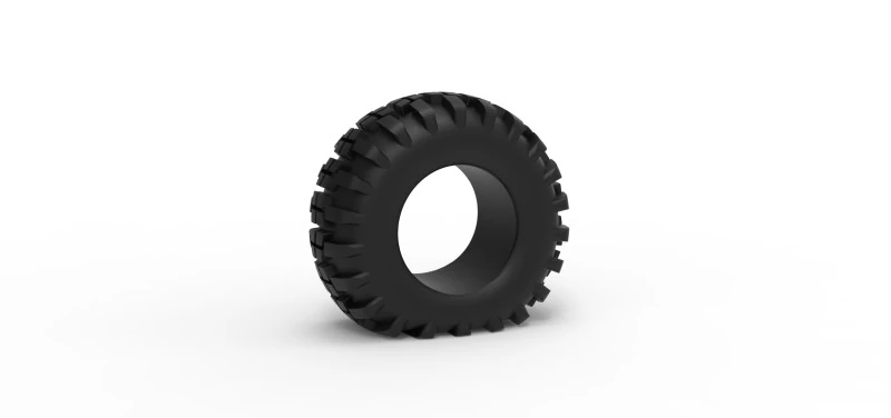 Offroad tire 4 deflated Scale 1 to 25 3D Print Model .c4d .max .obj .3ds .fbx .stl .blend 