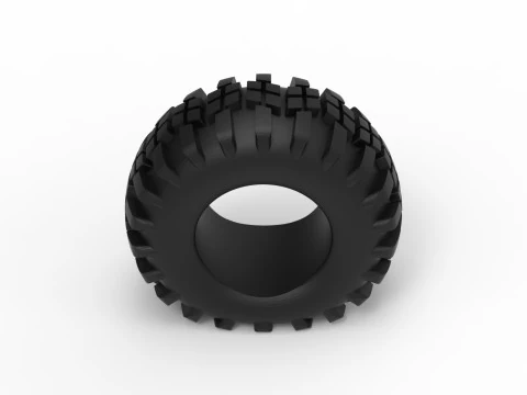Offroad tire 4 deflated Scale 1 to 25 3D Print Model