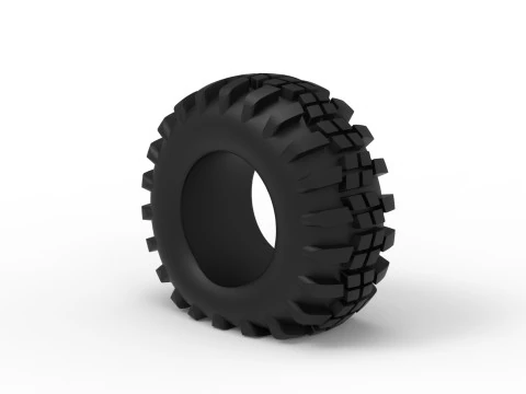 Offroad tire 4 deflated Scale 1 to 25 3D Print Model