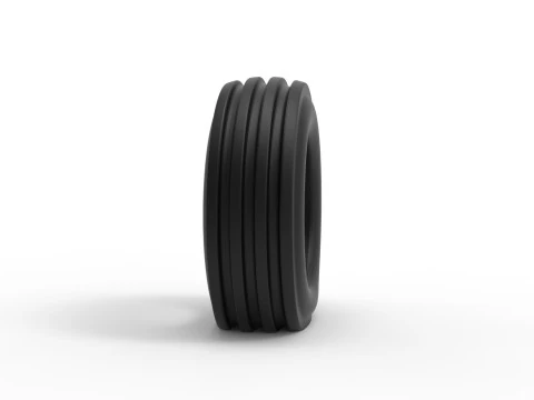 Tractor front tire 2 deflated Scale 1 to 25 3D Print Model