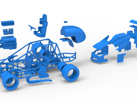Pavement Silver Crown Car Scale 1 to 25 3D Print Model