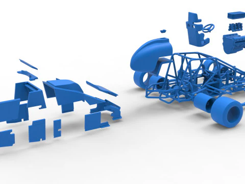 Pavement Silver Crown Car Scale 1 to 25 3D Print Model